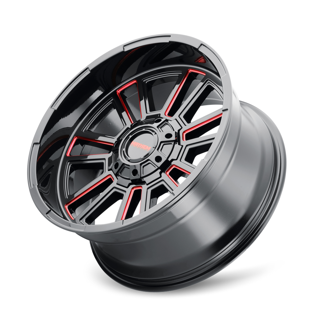 MAYHEM APOLLO 8115 GLOSS BLACK MILLED PRISM RED MILLED 20X10 5-127/5-139.7 -19MM 87.1MM