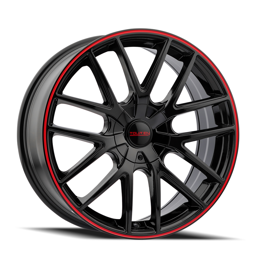 TOUREN TR60 3260 GLOSS BLACK WITH RED RING 18X8 5-100/5-114.3 40MM 72.62MM