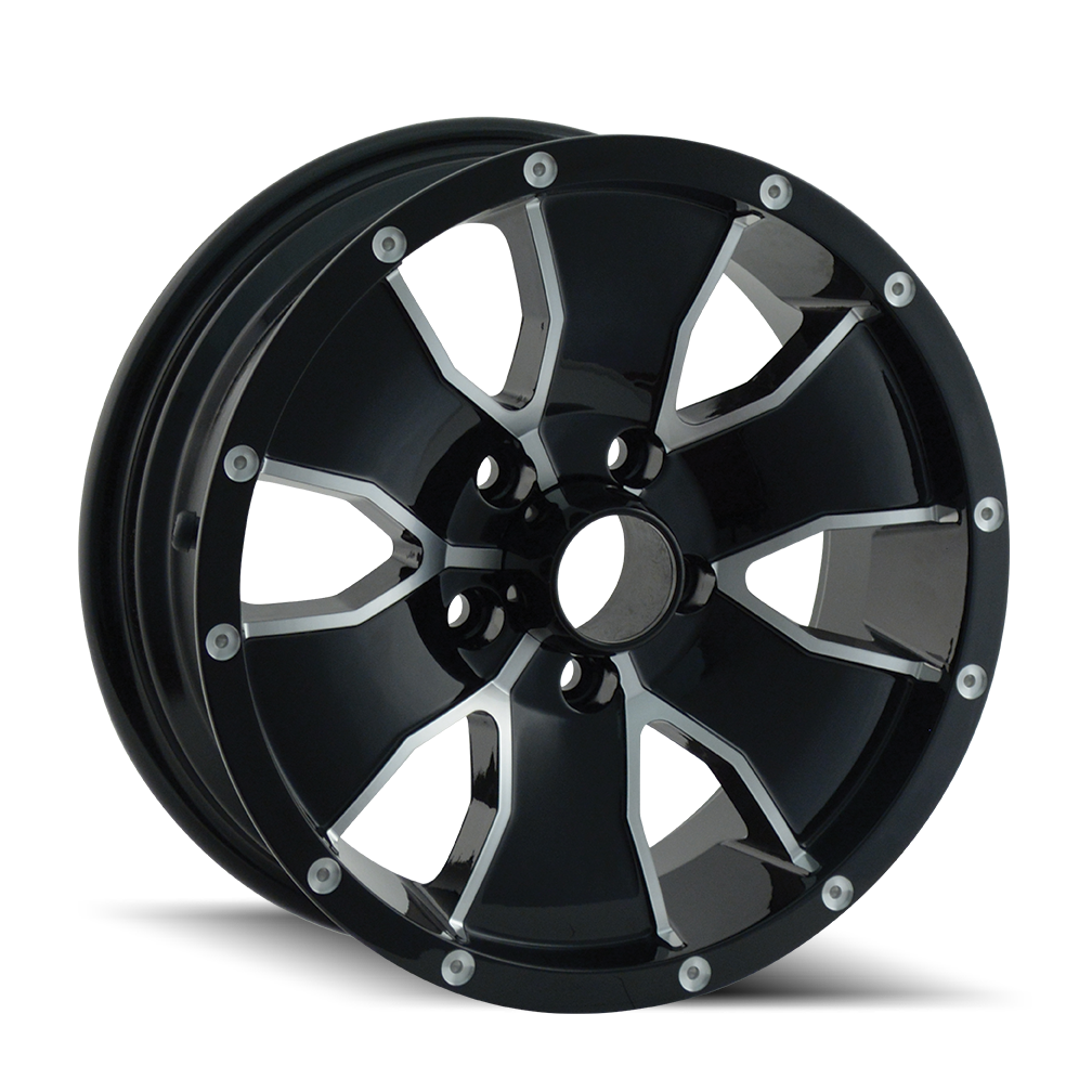 TRAILER WHEELS 14 GLOSS BLACK MACHINED 15X6 5-114.3 0MM 83.82MM