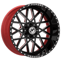 XF OFFROAD XFX-307 24.0x12.0 6x135/6x139.7 Gloss Black Milled W/Red Inner