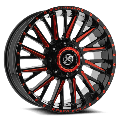 XF OFFROAD XF-226 20.0x10.0 8x165.1/8x170 GLOSS BLACK RED MILLED