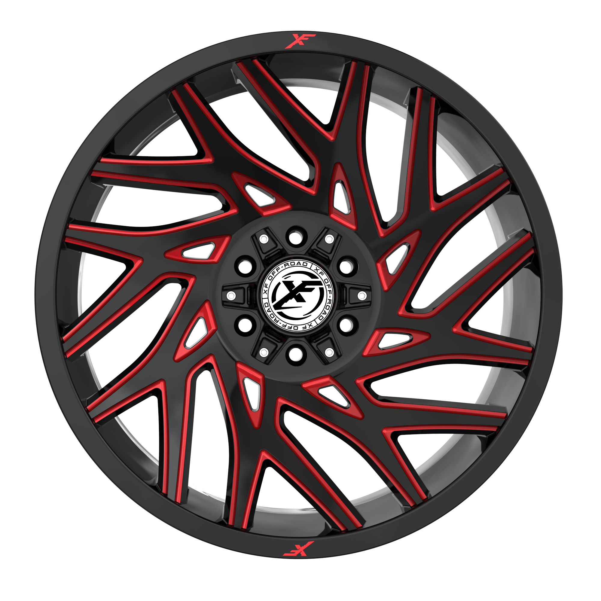 XF-229 20x10 5x127/5x139.7 -12 Gloss Black & Red Milled