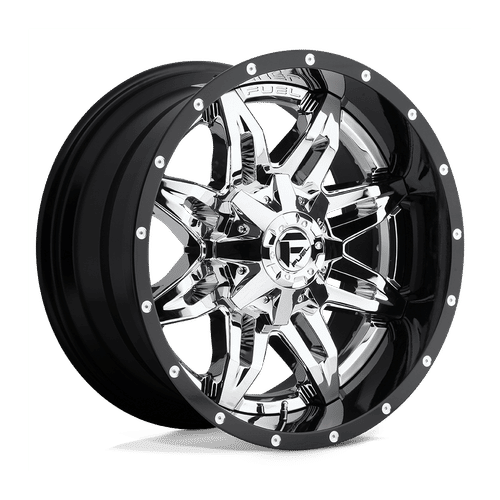 FUEL OFF-ROAD D266 20.0x10.0 8x165.1 CHROME PLATED GLOSS BLACK LIP