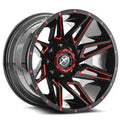 XF OFFROAD XF-218 20.0x9.0 8x165.1/8x170 Gloss Black Milled Red