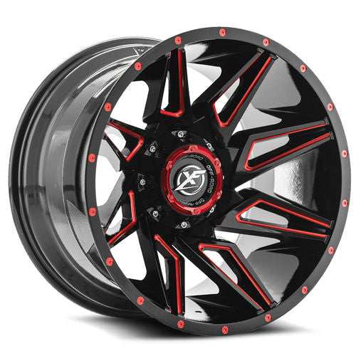 XF OFFROAD XF-218 20.0x9.0 8x165.1/8x170 Gloss Black Milled Red