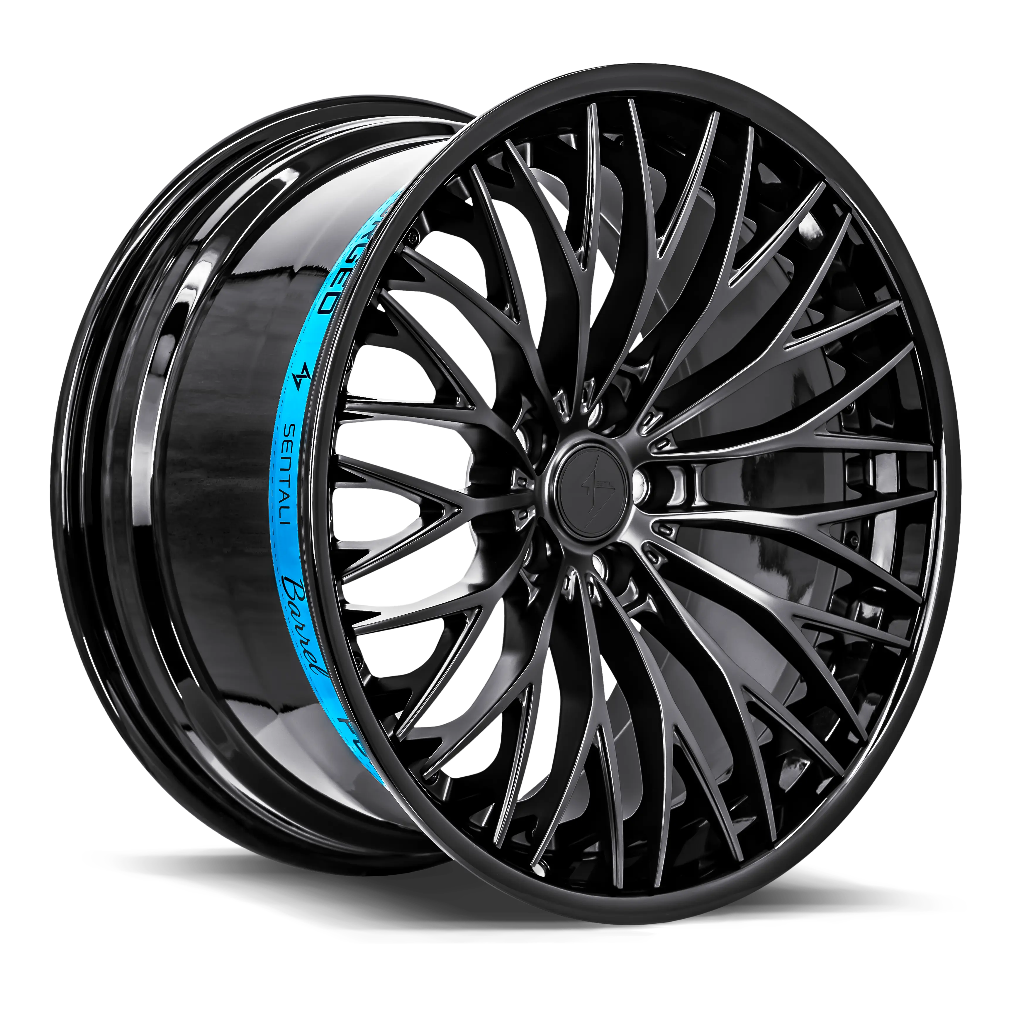 SENTALI BARREL SB1 20.0x10.0 5x115 Gloss Black Lip / Matte Black Centre