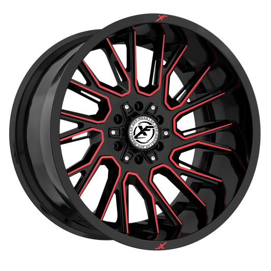 XF OFFROAD XF-230 22.0x10.0 6x135/6x139.7 Gloss Black Machined Red