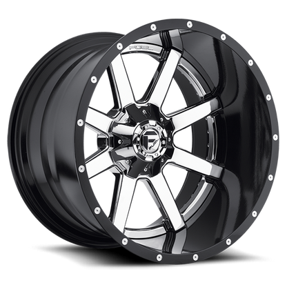 FUEL D260 MAVERICK 20x12 5x139.7/5x150 -44 CHROME PLATED GLOSS BLACK LIP