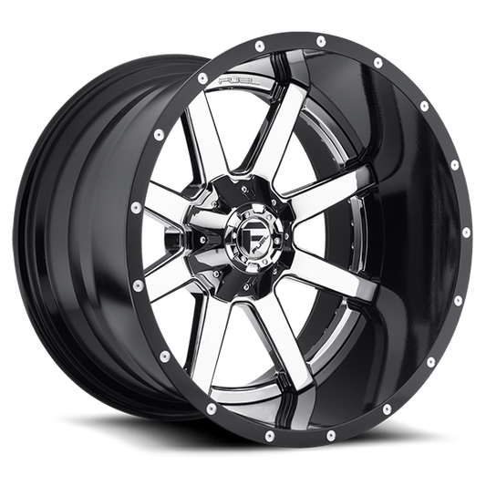 FUEL D260 MAVERICK 20x12 5x139.7/5x150 -44 CHROME PLATED GLOSS BLACK LIP