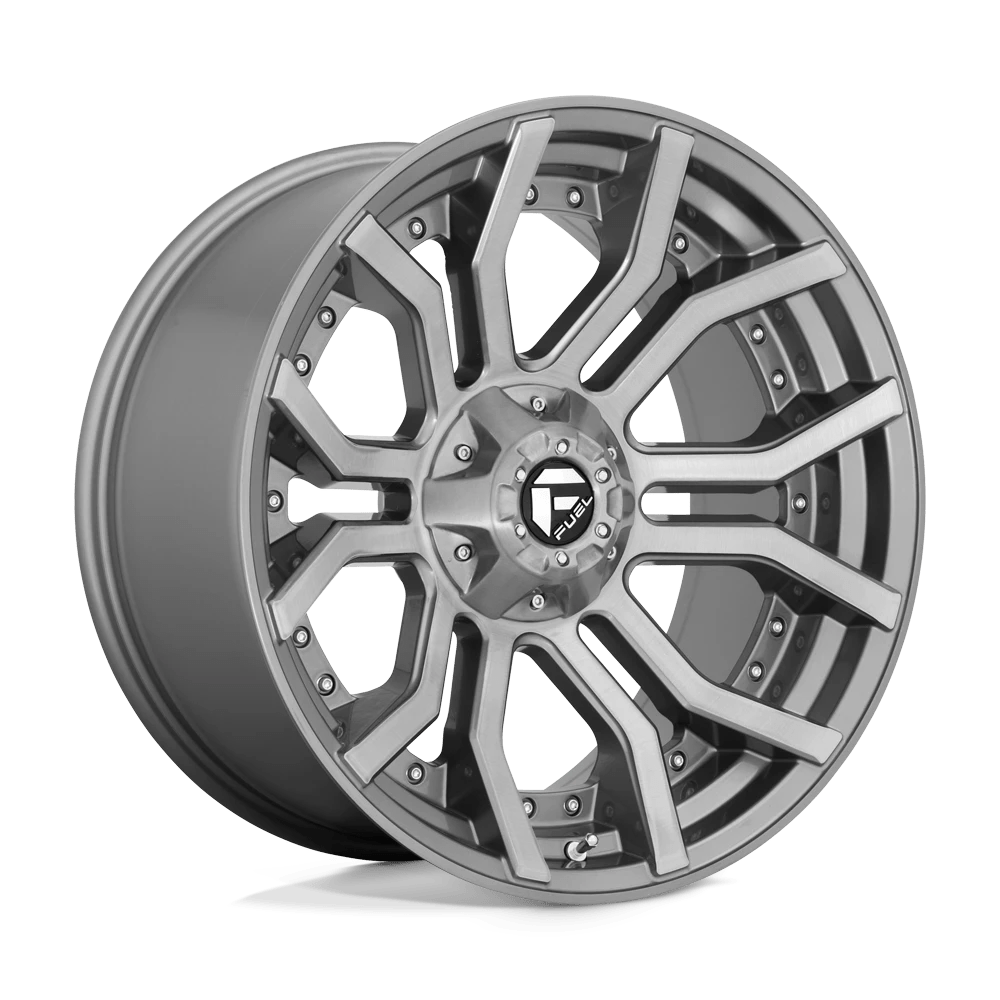FUEL OFF-ROAD D713 RAGE PLATINUM 22.0x10.0 8x165.1 BRUSHED GUN METAL TINTED CLEAR