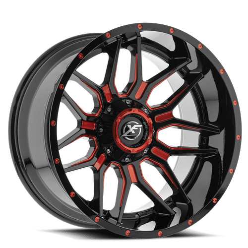 XF OFFROAD XF-222 20.0x10.0 6x135/6x139.7 Gloss Black Red Milled