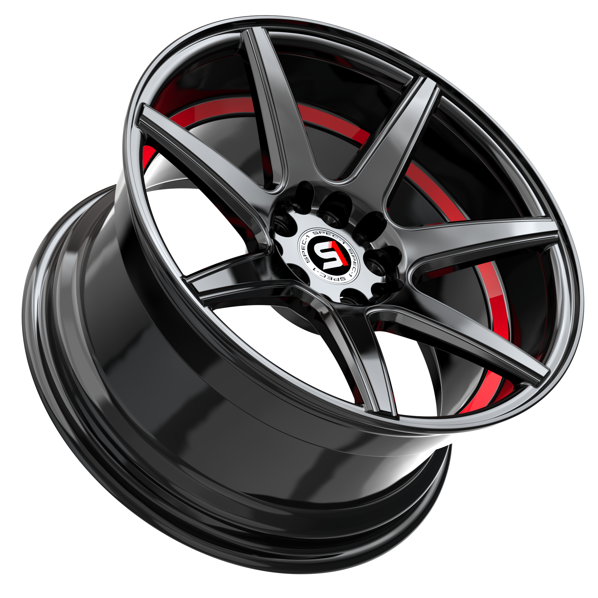 SPEC-1 RACING SP-73 18.0x8.0 5x114.3/5x110 Gloss Black & Red Undercut