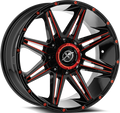 XF OFFROAD XF-220 22x10 8x170/8x6.5 -24 Black Milled Red