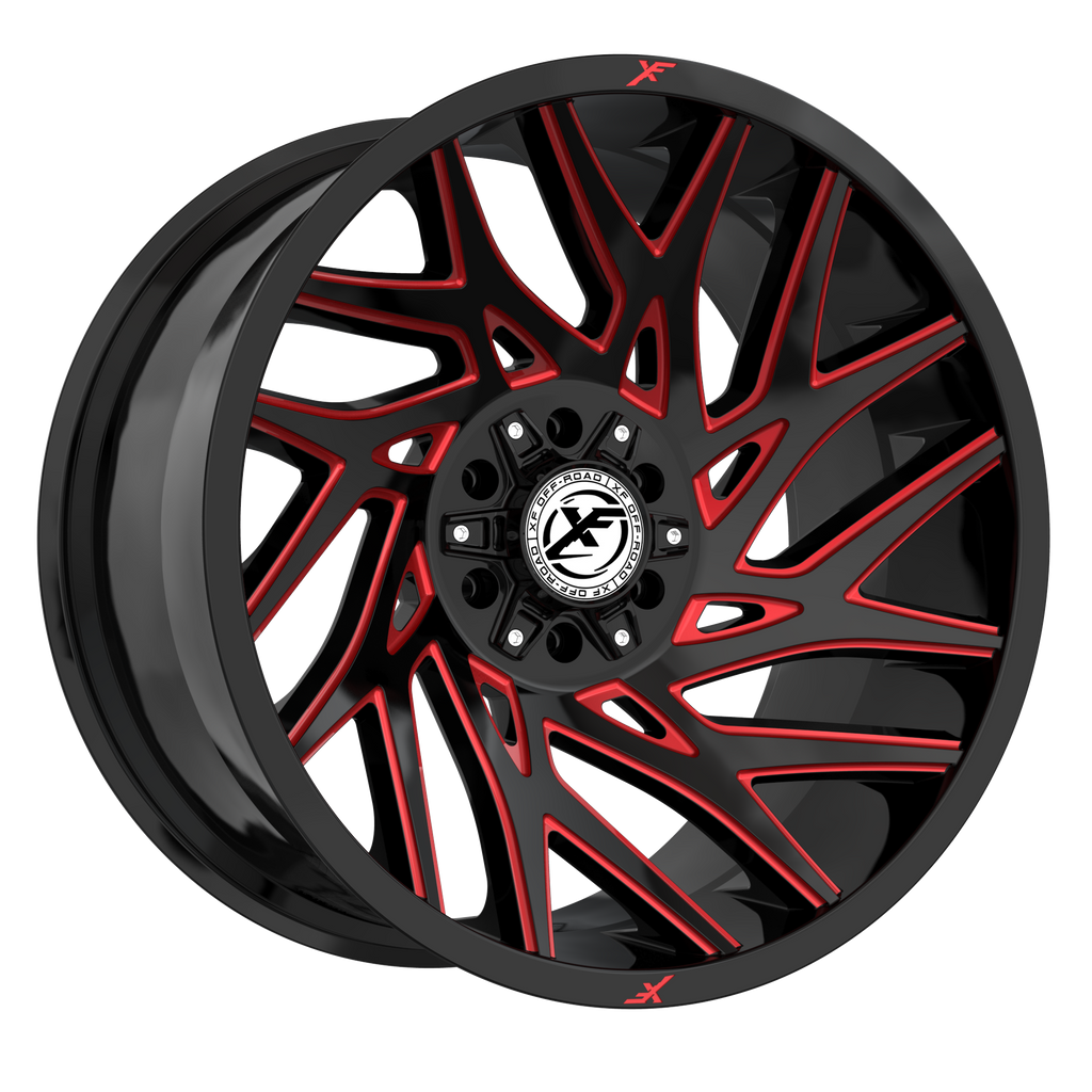 XF OFFROAD XF-229 20.0x10.0 5x127/5x139.7 Gloss Black & Red Milled