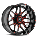 XF OFFROAD XF-222 20.0x9.0 8x165.1/8x180 Gloss Black Milled Red