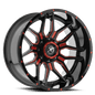 XF OFFROAD XF-222 20x9 8x180/8x165.1 0 Gloss Black Milled Red