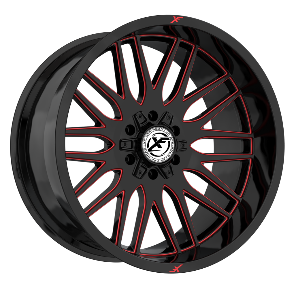 XF OFFROAD XF-240 20.0x9.0 5x127/5x139.7 Black Milled Red
