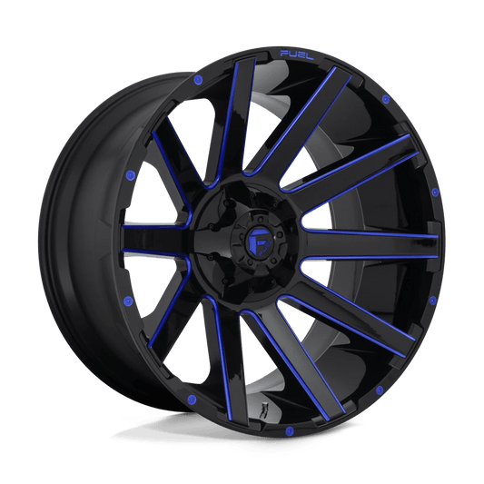 FUEL D644 CONTRA 24x14 8x180 -75 GLOSS BLACK BLUE TINTED CLEAR