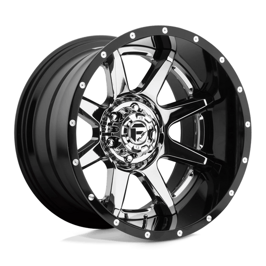 FUEL D247 RAMPAGE 20x10 6x139.7 -19 CHROME PLATED GLOSS BLACK LIP