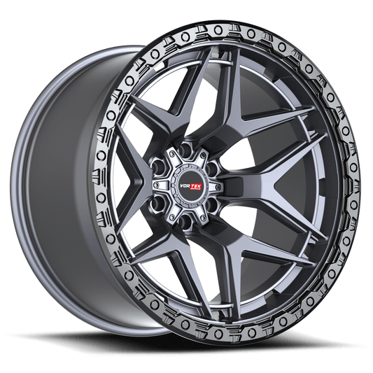 VORTEK VRT-603 20.0x9.0 6x135/6x139.7 Matte Titanium With Black Bead Ring