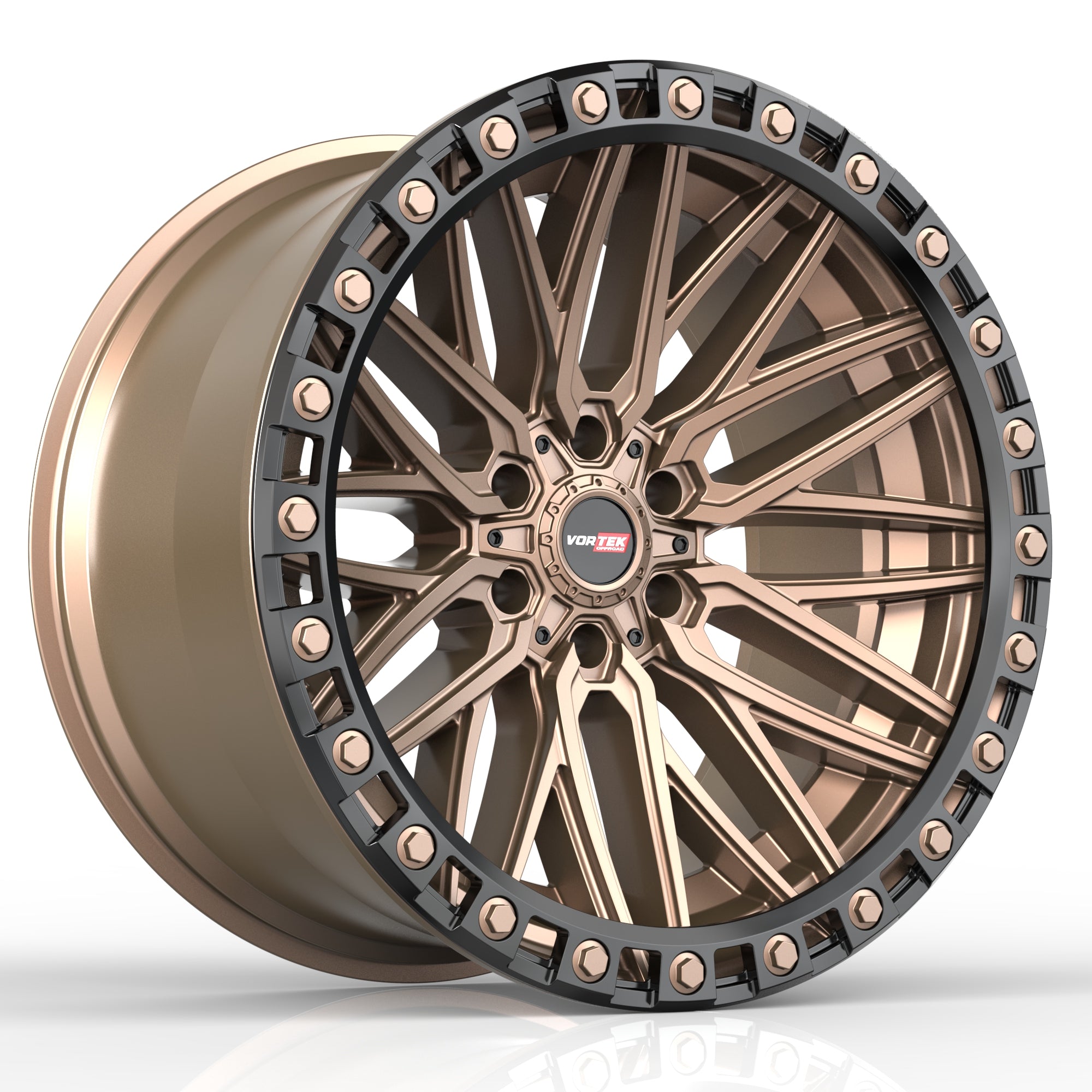 VORTEK VRT-608 22.0x12.0 6x135/6x139.7 Matte Bronze Black Bead Ring