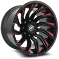 XF OFFROAD XF-224 20.0x10.0 5x127/5x139.7 Gloss Black Red Milling