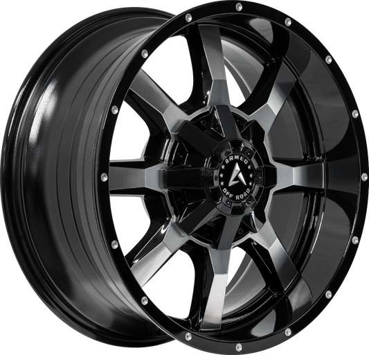 FRONTLINE 108.1 20x9 6x135|6x139.7 12 GLOSS BLACK MACHINED FACE