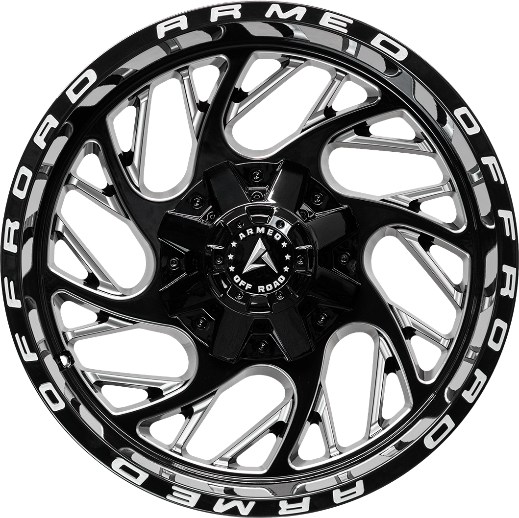 CARNAGE 87 20x9 Blank 12 GLOSS BLACK MILLED ARMED
